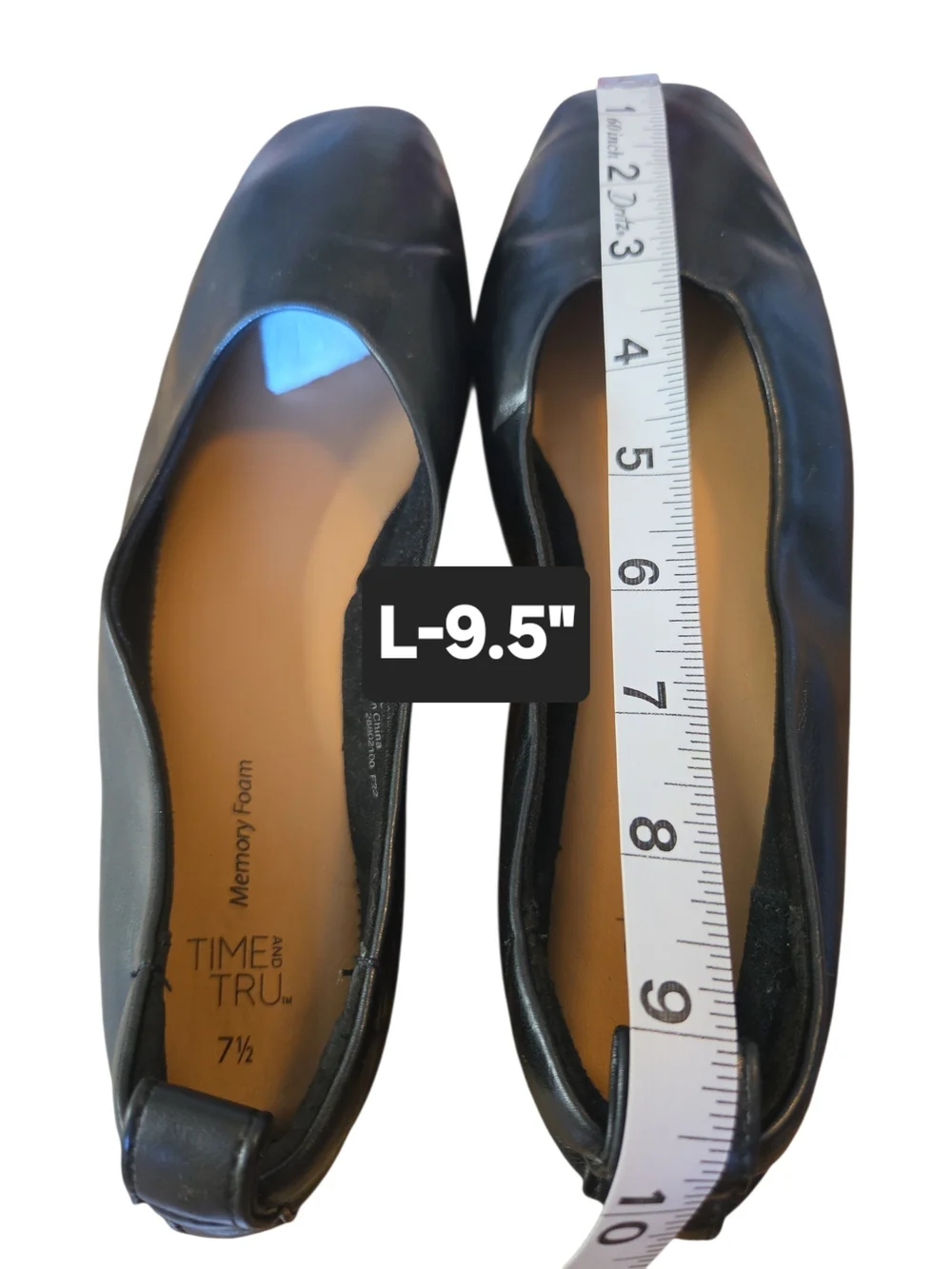 Time and Tru Black Square-Toe Ballet Flats